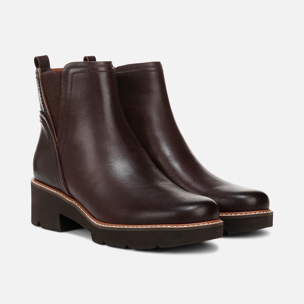 Naturalizer Women's Darry Bootie Dark Brown Leather, Water Repellent, Size 12W